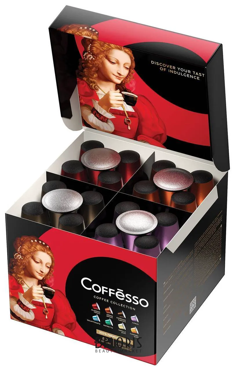 Coffesso Кофе в капсулах 80 порций 8 вкусов для nespresso, Coffesso 100% арабика, 101741